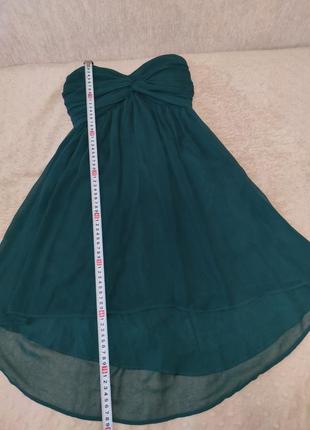 Ошатне темно-зелена сукня без бретелей3 фото