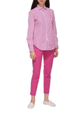 Polo ralph lauren сорочка унісекс рожева в полоску з синім лого1 фото