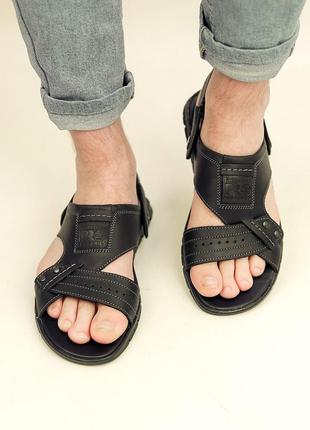 Чоловічі сандалі шкіряні чорні (саналии з натуральної шкіри чорного кольору) - чоловіче взуття на літо 20224 фото