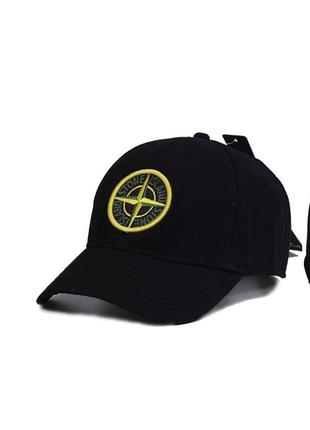 Кепка унісекс з принтом stone island чорна туреччина бейсболка унісекс з написом стогін айленд чорна