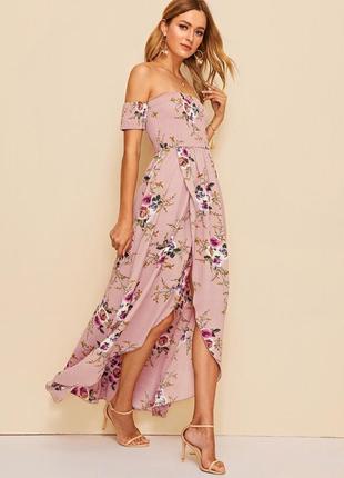 Летнее легкое романтичное шифоновое длинное платье сарафан в цветочный принт2 фото