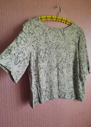 Шведська дизайнерська блуза з авангардним незвичайним принтом конячки як gortz яша stockholm xl7 фото