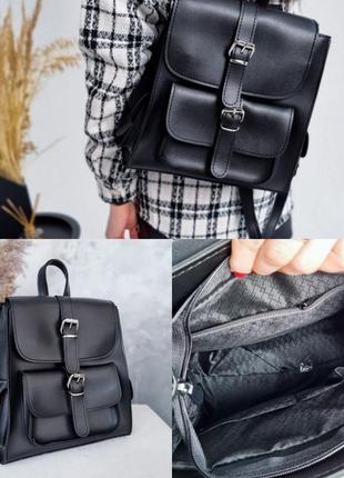 Женский рюкзак с ручкой на магните черный с кошельками1 фото