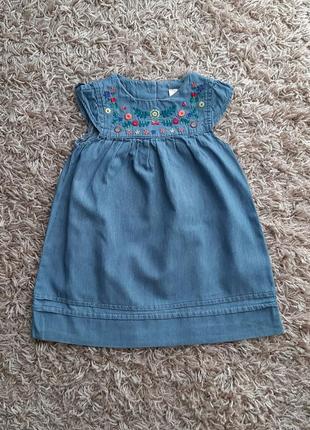 Милий джинсовий сарафан, плаття з вишивкою baby club c&a 80 розміру.4 фото