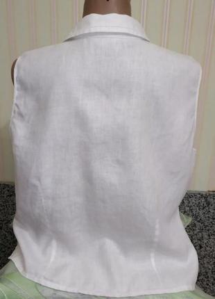 Нарядная белая  льняная блуза батал 56-584 фото