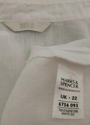 Нарядная белая  льняная блуза батал 56-585 фото