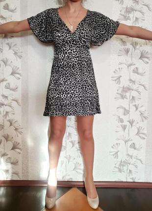Платье туника летучая мышь в леопардовый принт8 фото