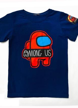 Синяя футболка для мальчика амонг ас among us red smiletime 134 размера