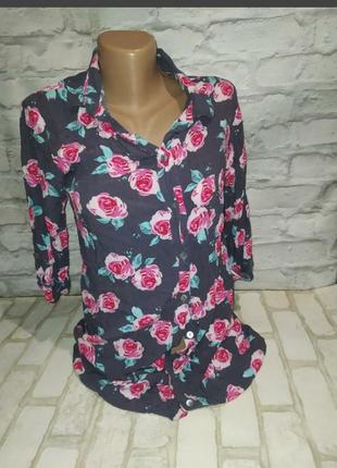 Блузка,рубашка,цветочный принт,красивая нарядная рубашка вискоза🌺🌺🌺