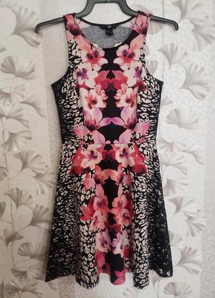 Яскраве барвисте сукню в леопардовий принт з квітами h&m6 фото