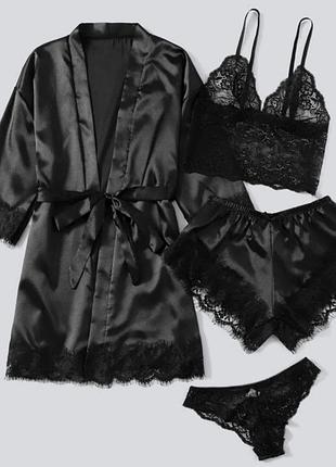 Халат с пижамой двойкой и трусиками