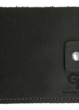 Мужской кожаный кошелек grande pelle для купюр и карточек, черное портмоне с монетницей, матовое покрытие1 фото