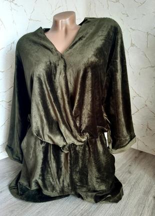 Комбінезон з шортами,ромпер микровельвет хакі/зелений 46-48