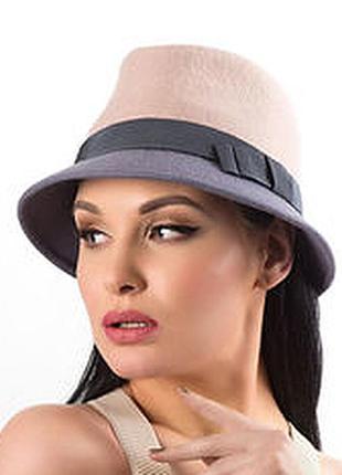 Неймовірно класний стильний вовняний демі капелюшок капелюх сірий кемел м/л нова шерсть весна осінь