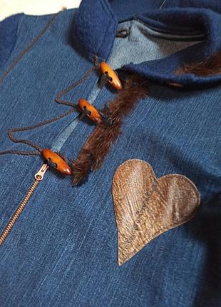 Плащ джинс шерсть мех 3