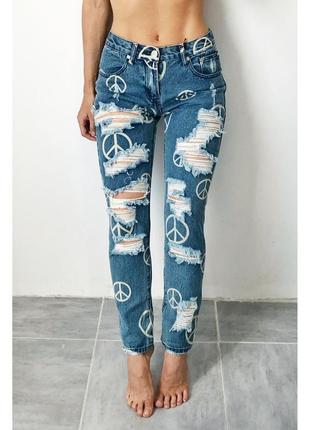 🔥 останній шанс, розпродаж 🔥glamorous нові джинси блакитні з рваностями дирками1 фото