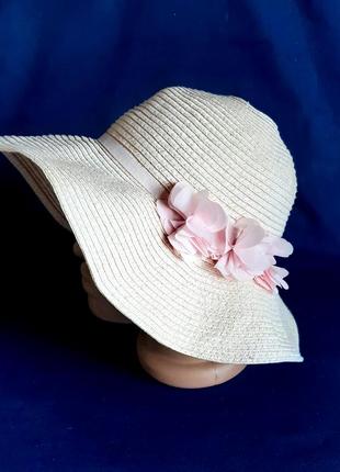 Летняя шляпа слауч h&m швеция соломка с блеском на 4-6 лет1 фото