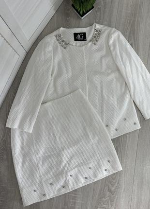 Костюм юбка белый италия gizia 4g 40 оригинал1 фото