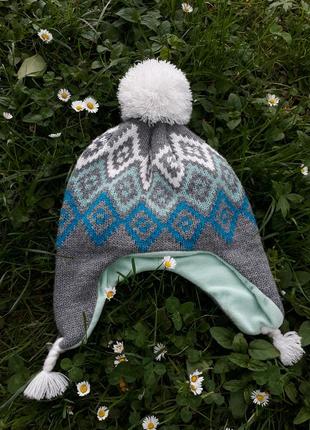 Детская теплая зимняя шапка на флисе
