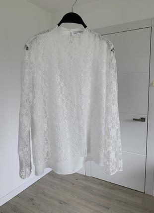 Блуза/кофта біла з мереживом blanco1 фото