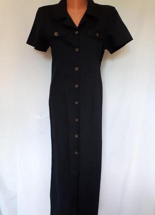 Чорне плаття-сафарі📌сорочка на гудзиках спереду migros(розмір 40-42)3 фото