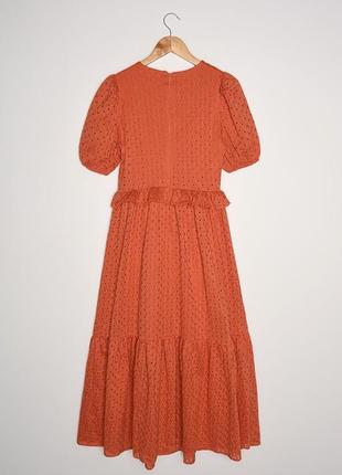 Новое (с этикеткой) терракотовое платье из прошвы от trendyol, размер 40, укр 46-482 фото