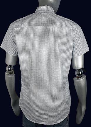F&f белая ассиметричная мужская рубашка короткий рукав, тенниска в горошек4 фото