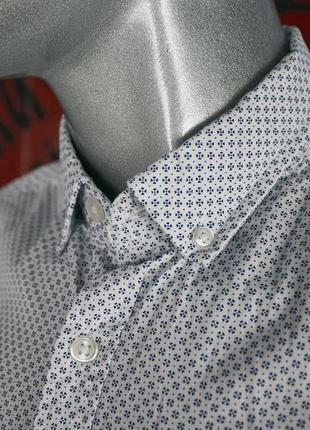 F&f белая ассиметричная мужская рубашка короткий рукав, тенниска в горошек5 фото