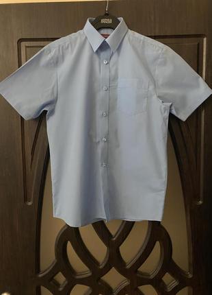 Шикарная рубашка, на мальчика 12-13 лет, голубого цвета1 фото