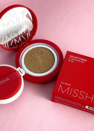 Тональный кушон с матовым финишем №21, 23 missha velvet finish cushion spf508 фото