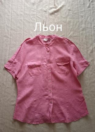 Лляна сорочка перламутрові гудзики 40