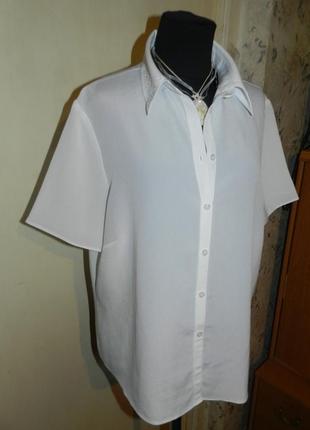 Элегантная,лёгкая,белая блузка с вышивкой на воротнике,большого размера,bhs