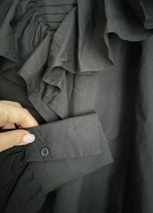 Блуза чёрная зара рюши воланы рукав обьемный3 фото