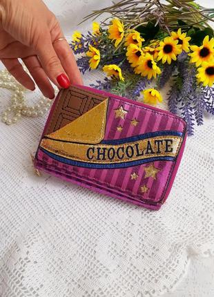 Chocolate гаманець портмоне фуксія шоколадка на блискавці6 фото