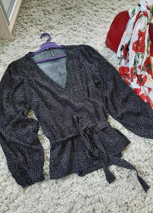 Шикарная блуза в горох/ на запах /обьемный рукав, chicoree,  p. xl-xxl8 фото