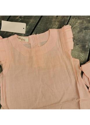 Костюм лето для девочки розовый лёгкий хб лён футболка шорты3 фото