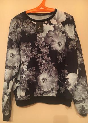 Легкий светр ( світшот) з квітковим принтом.1 фото