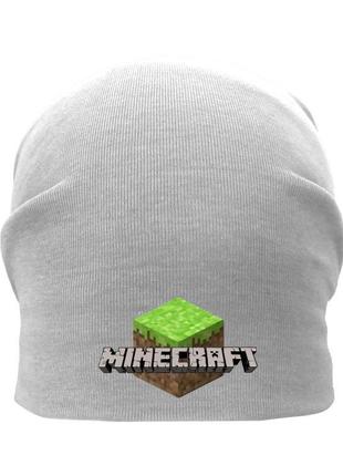 Шапка детская майнкрафт minecraft серая (а4-002) 50-52, 54-56 см