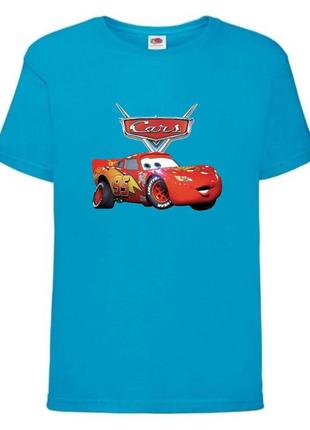 Футболка детская тачки (cars-08) синяя, размер 98-104-116-128-140-152-164 см