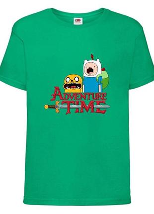 Футболка детская время приключений 0014 (adventure time) зеленная 104-116-128-140-152-164