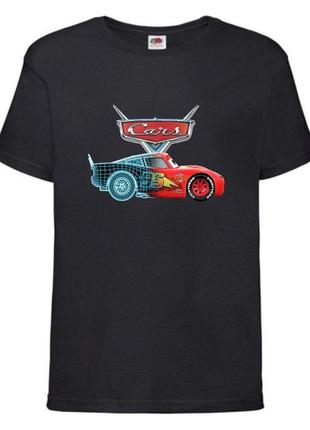 Футболка детская тачки (cars-06) черная, размер 98-104-116-128-140-152-164 см