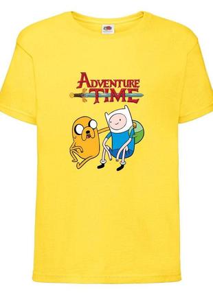 Футболка детская время приключений 0018 (adventure time) желтая 104-116-128-140-152-164