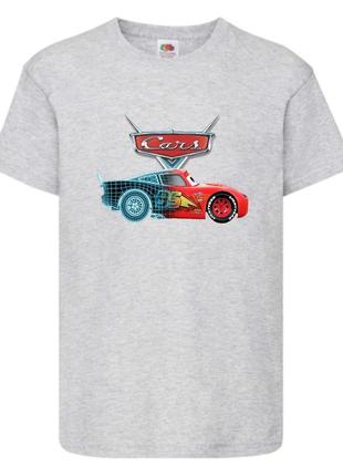 Футболка детская тачки (cars-06) серая, размер 98-104-116-128-140-152-164 см