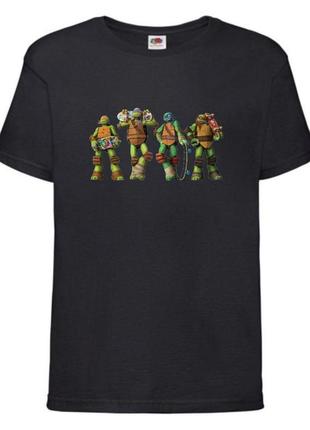 Футболка детская черепашки ниндзя (mutant ninja turtles07) черная, размер 98-104-116-128-140-152-164 см