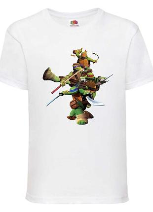 Футболка детская черепашки ниндзя (mutant ninja turtles04) белая, размер 98-104-116-128-140-152-164 см