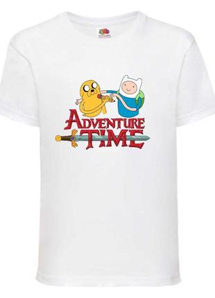 Футболка детская время приключений 0016 (adventure time) белая 104-116-128-140-152-164