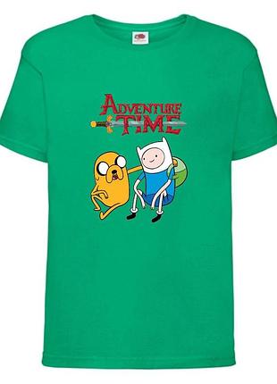 Футболка детская время приключений 0018 (adventure time) зеленная 104-116-128-140-152-164