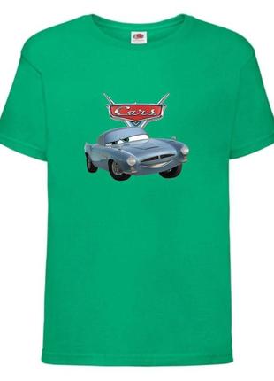 Футболка детская тачки (cars-011) зеленая, размер 98-104-116-128-140-152-164 см