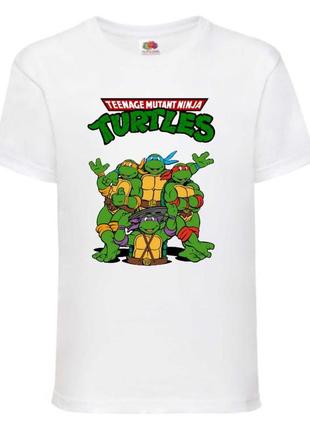 Футболка детская черепашки ниндзя (mutant ninja turtles019) белая, размер 98-104-116-128-140-152-164 см