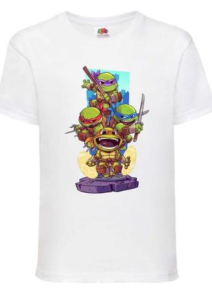 Футболка детская черепашки ниндзя (mutant ninja turtles013) белая, размер 98-104-116-128-140-152-164 см
